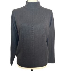 Vintage Claudia Barnes Women's LP Black Long Sleeve Mock Turtle Neck Top Sweater